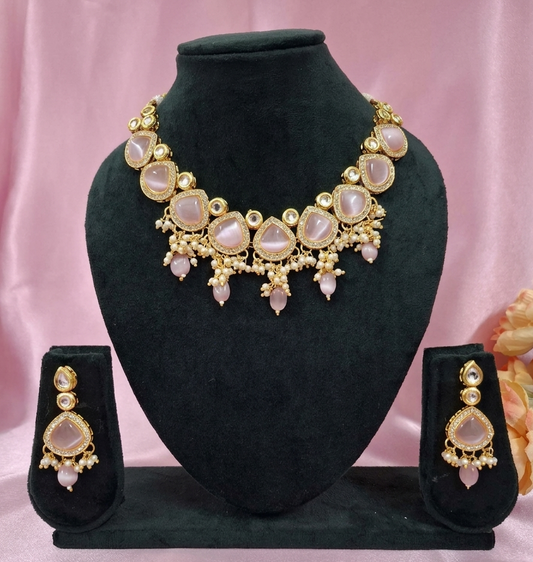 Zoey Pink CZ Victorian Necklace Set