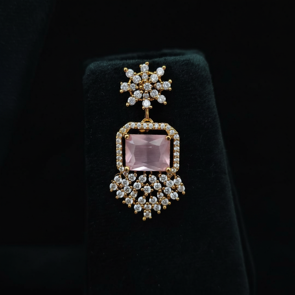 Two Layered Pink Monalisa Necklace Set
