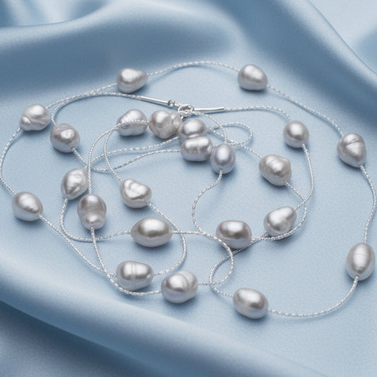 Gray Minimalist Long Necklace