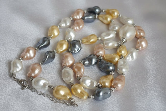 Multicolour Mother Pearl Long Necklace