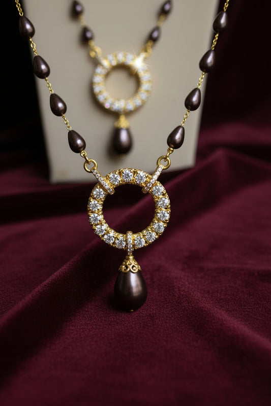 Purple Drop Beaded Long Necklace