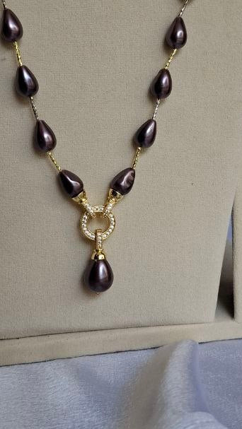 Purple Drop Beaded Long Necklace
