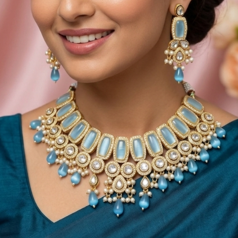 Blue Monalisa Necklace Set