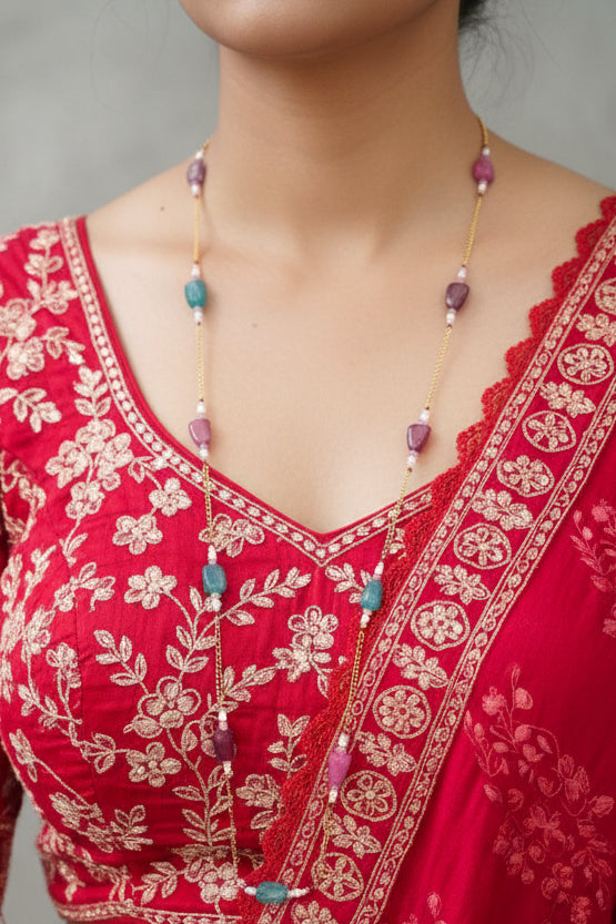 Zara Multicolour Long Chain Necklace