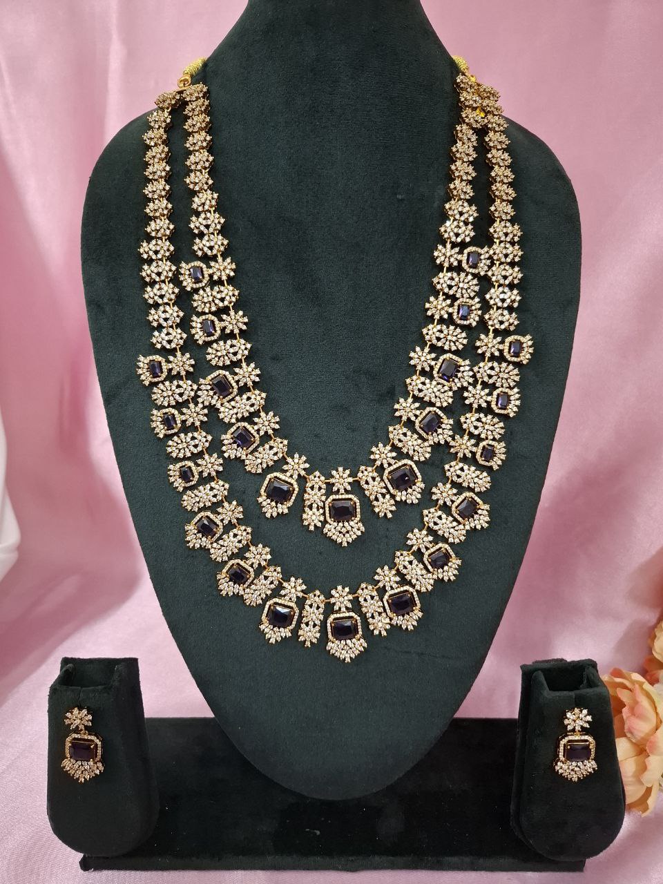 Two Layered Purple Monalisa Neclace Set