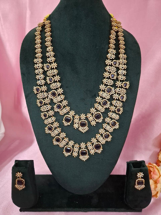 Two Layered Purple Monalisa Neclace Set
