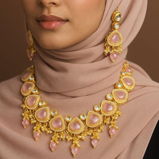 Zoey Pink CZ Victorian Necklace Set