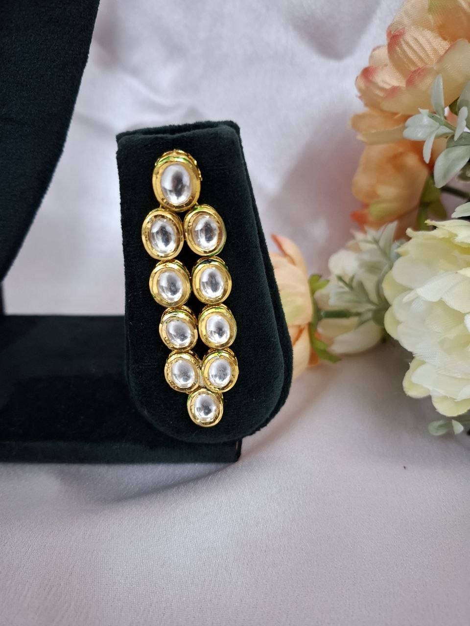 Elegant Two Layered White Kundan Long Necklace Set