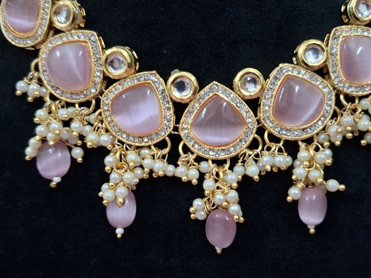 Zoey Pink CZ Victorian Necklace Set