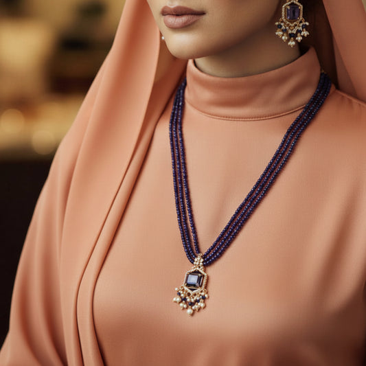 Purple Long Necklace Set