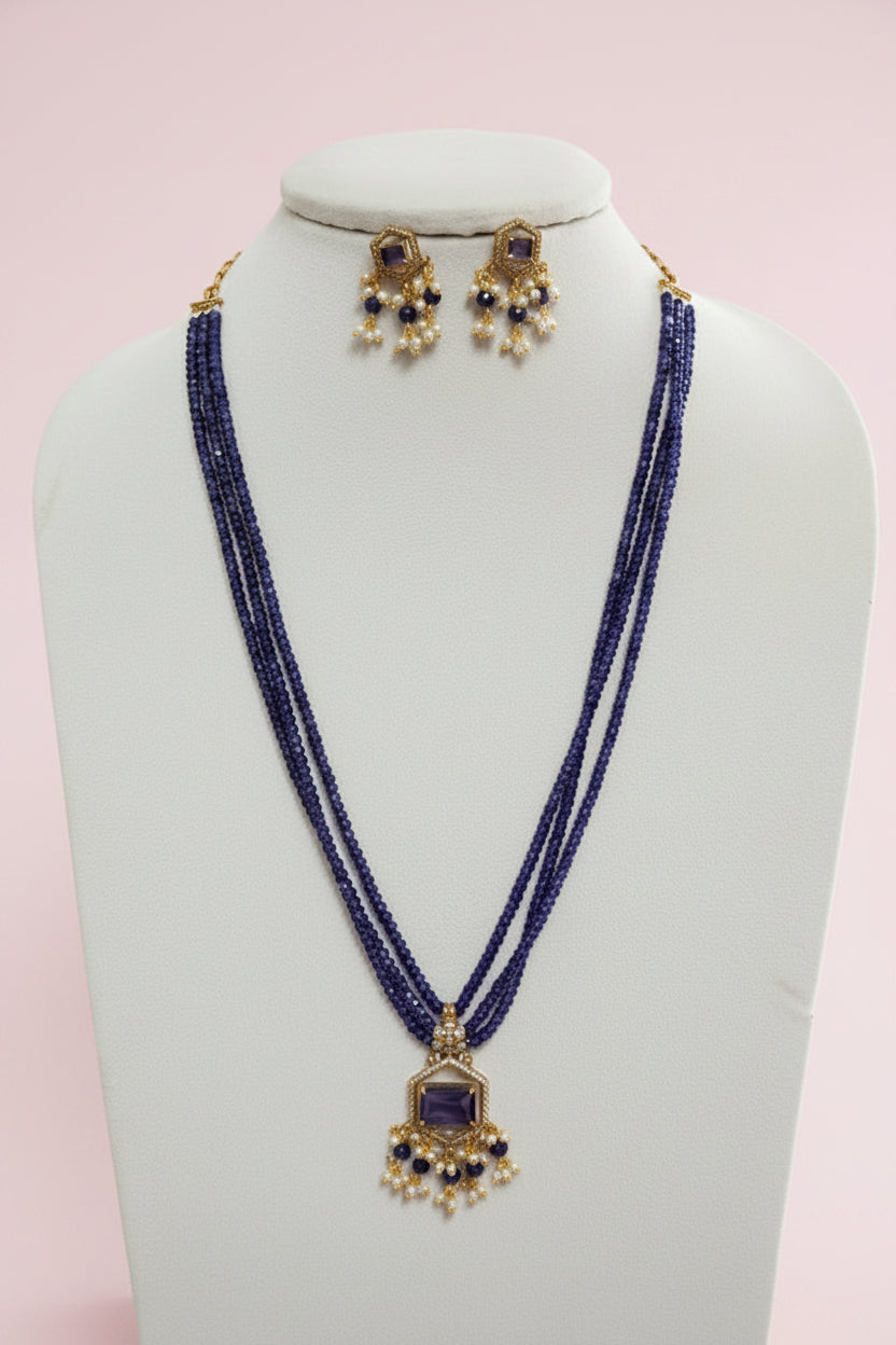 Purple Long Necklace Set