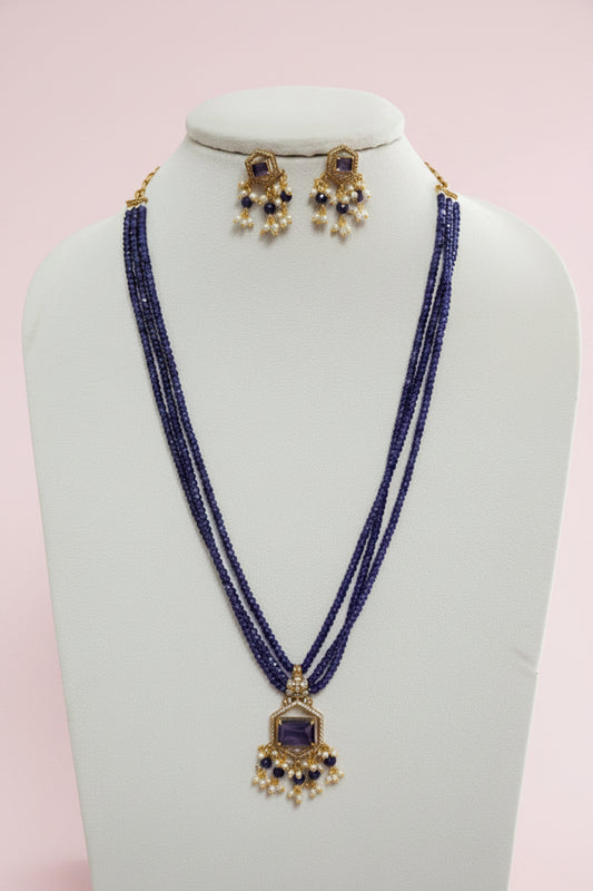 Purple Long Necklace Set