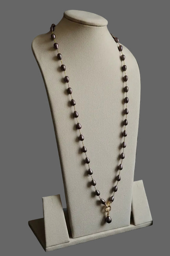 Purple Drop Beaded Long Necklace