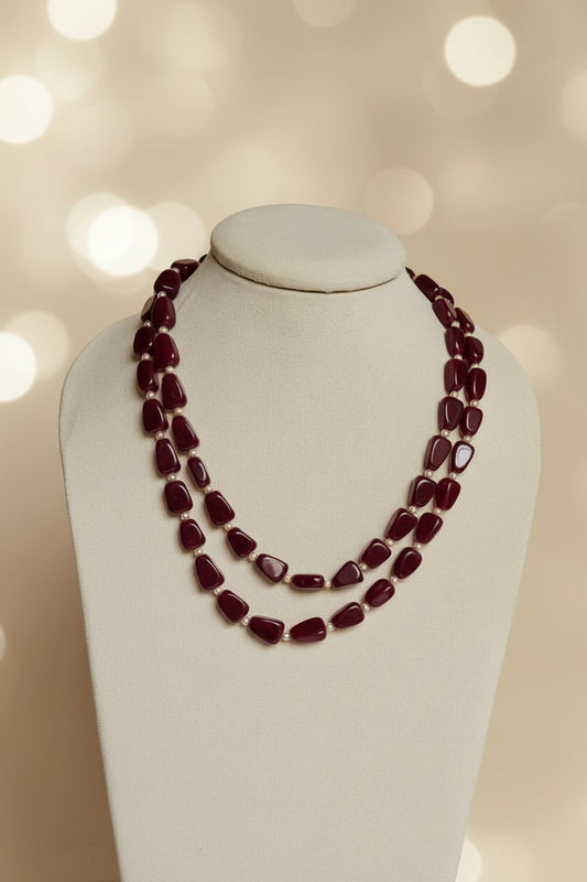 Ana Maroon Beaded Long Mala