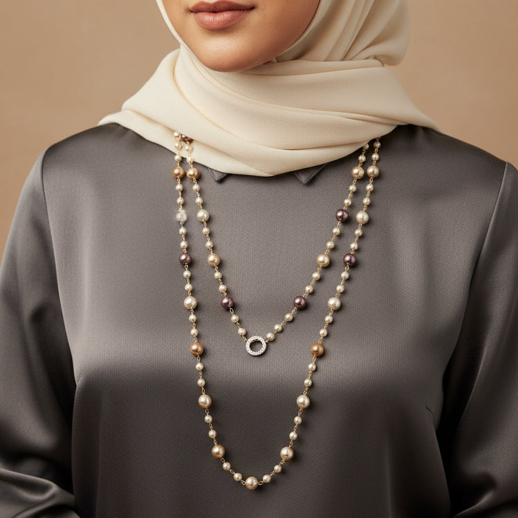 Zaza Multicolour Pearl Long Necklace
