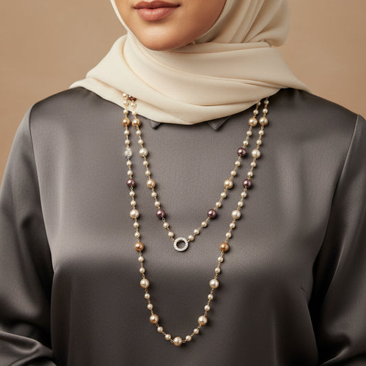 Zaza Multicolour Pearl Long Necklace