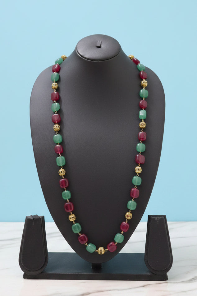 Jeena Red And Green Long Necklace