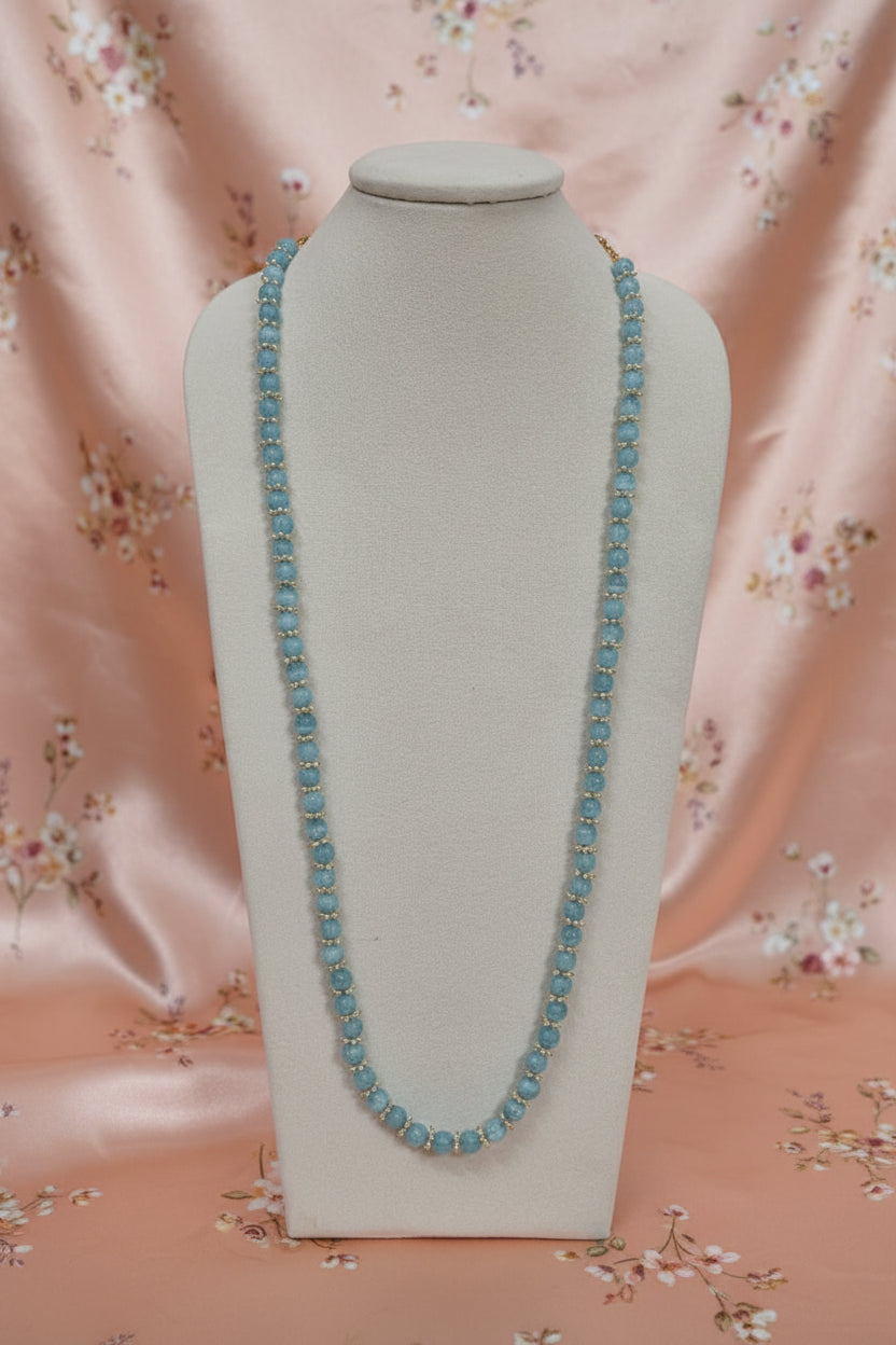 Blue Pumpkin Beaded Long Necklace