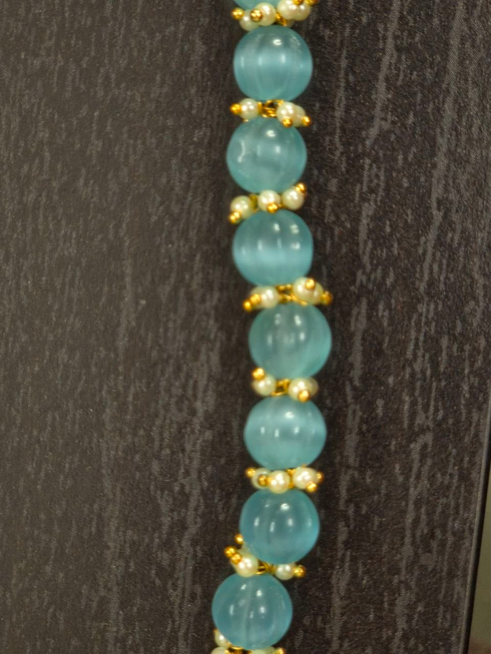 Blue Pumpkin Beaded Long Necklace