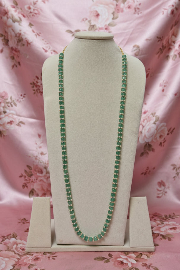 Green Pumpkin Beaded Long Necklace