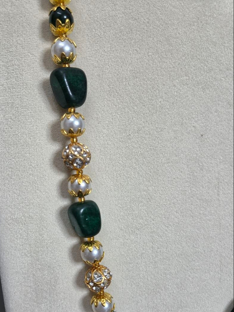 Green Pearly Long Necklace