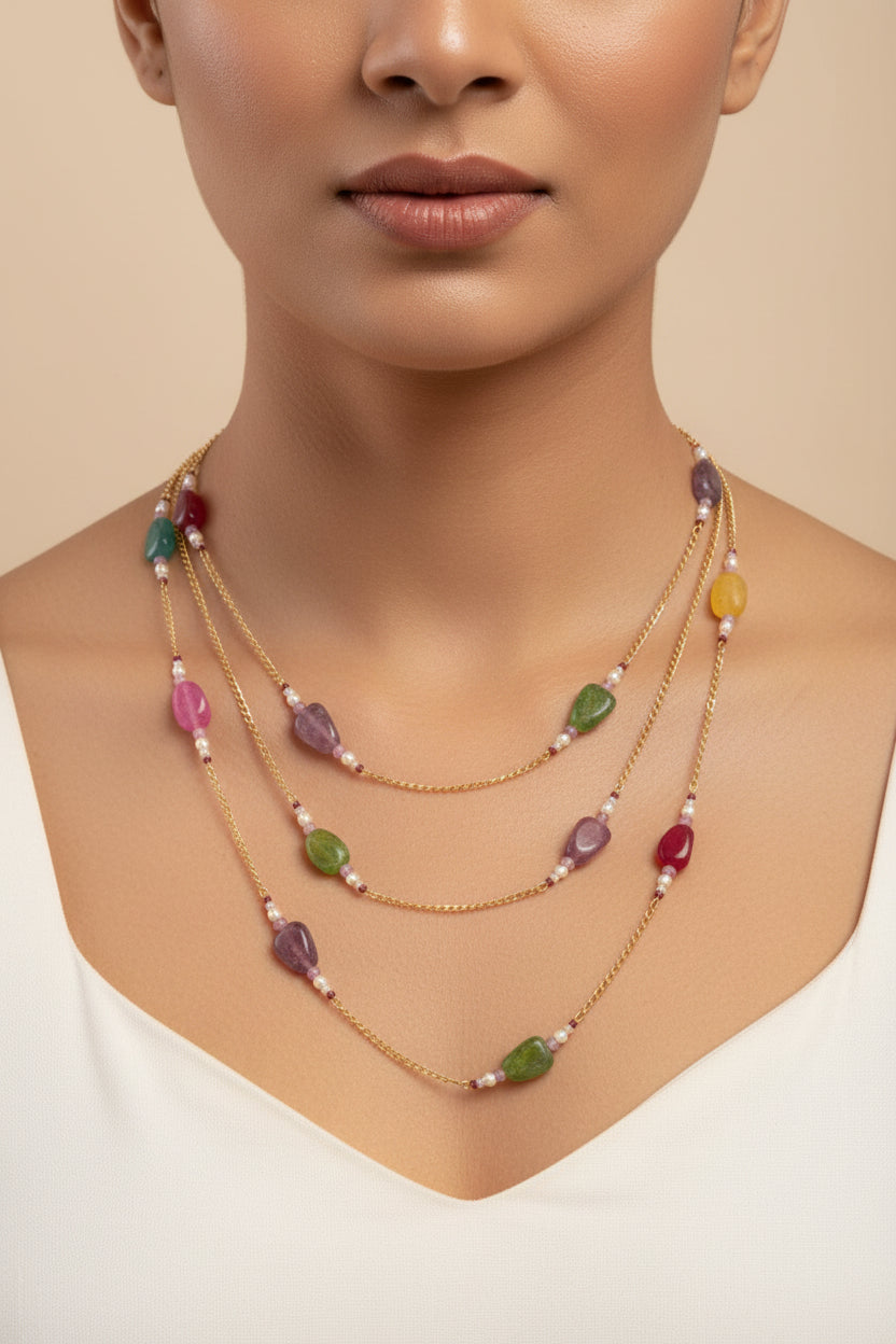 Zara Multicolour Long Chain Necklace