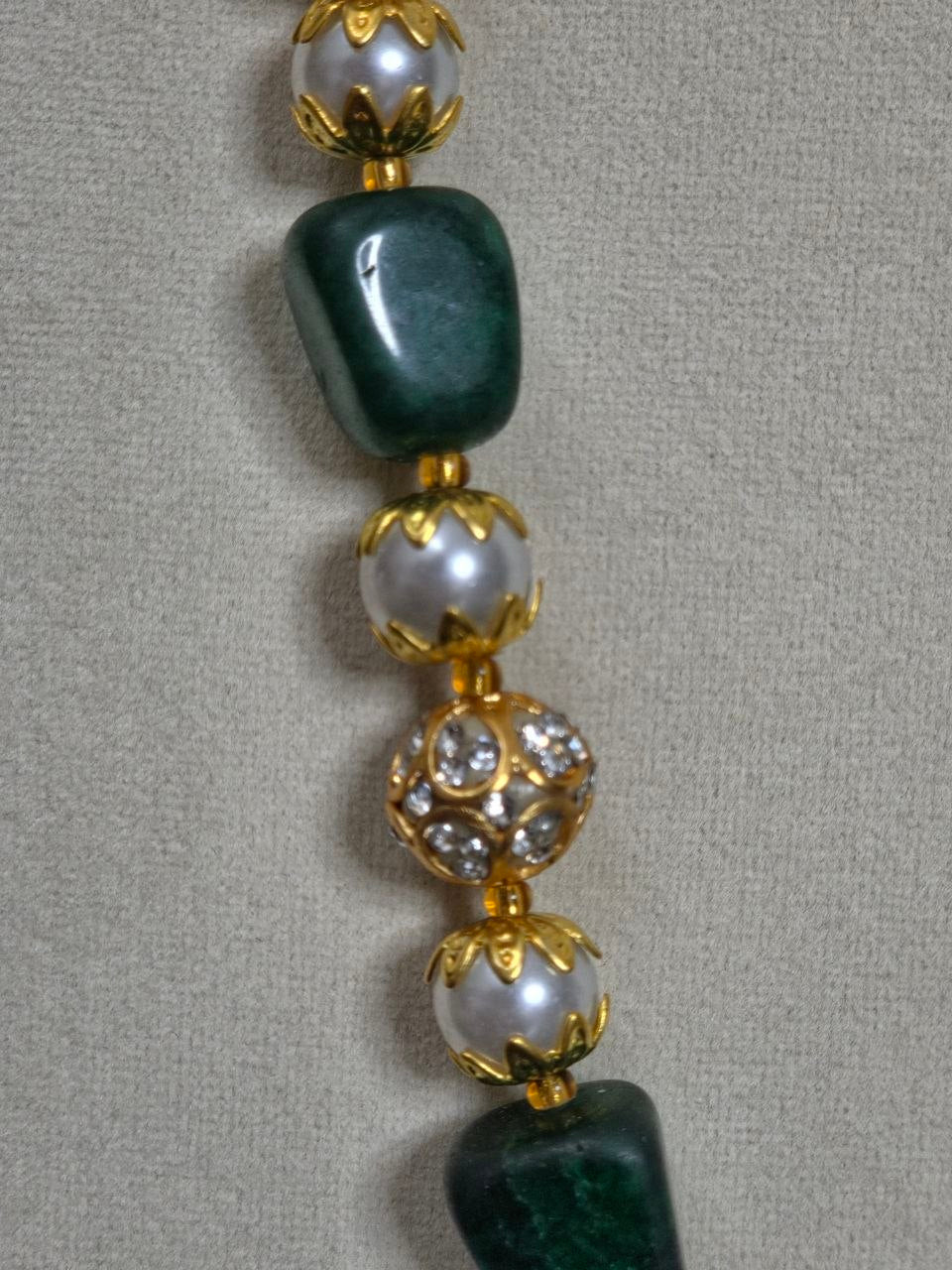 Green Pearly Long Necklace