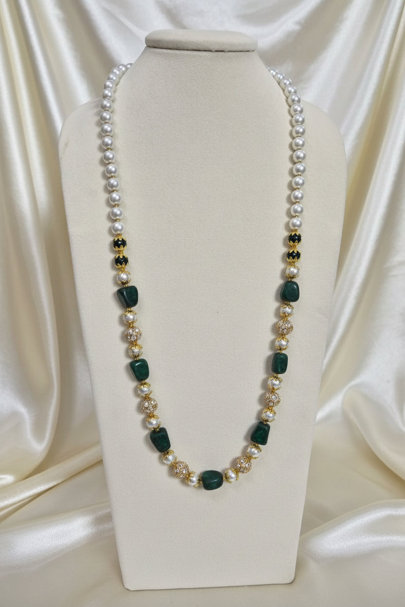 Green Pearly Long Necklace