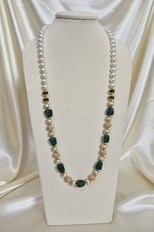 Green Pearly Long Necklace