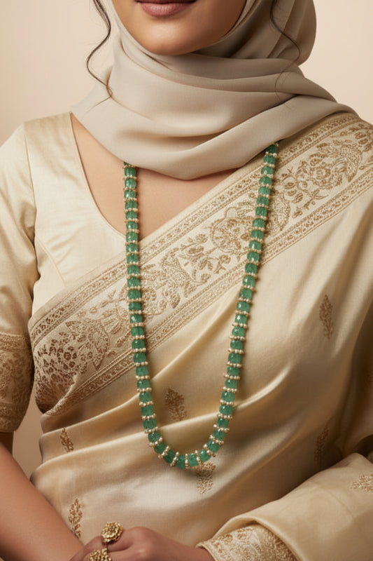 Green Pumpkin Beaded Long Necklace