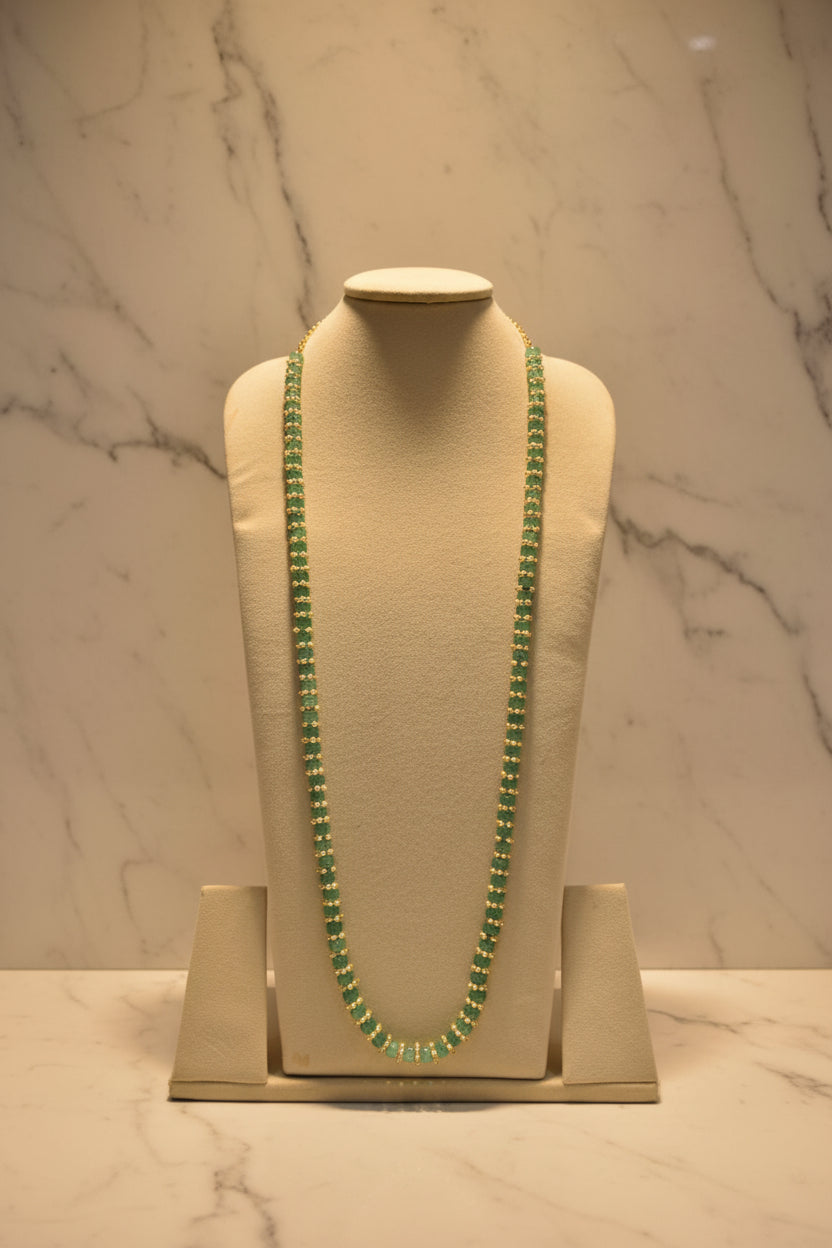 Light Blue Pumkin Bead Long Necklace