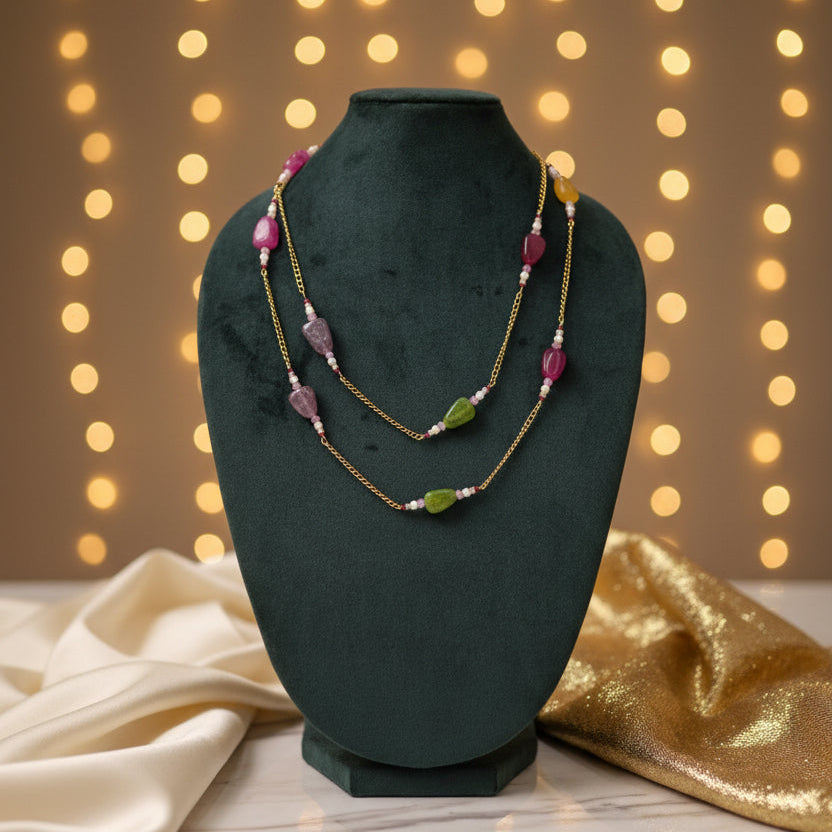 Zara Multicolour Long Chain Necklace