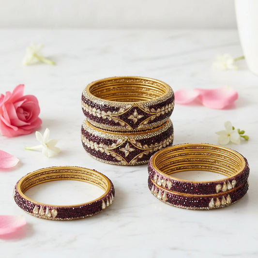 Charvi Maroon Lac Bangles (Joday)