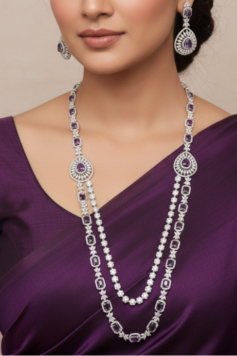 Woman Wearing Necklace Set