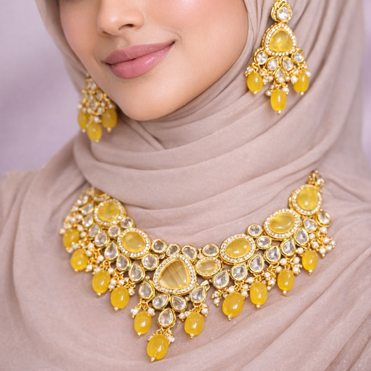Sanaya Yellow CZ Necklace Set